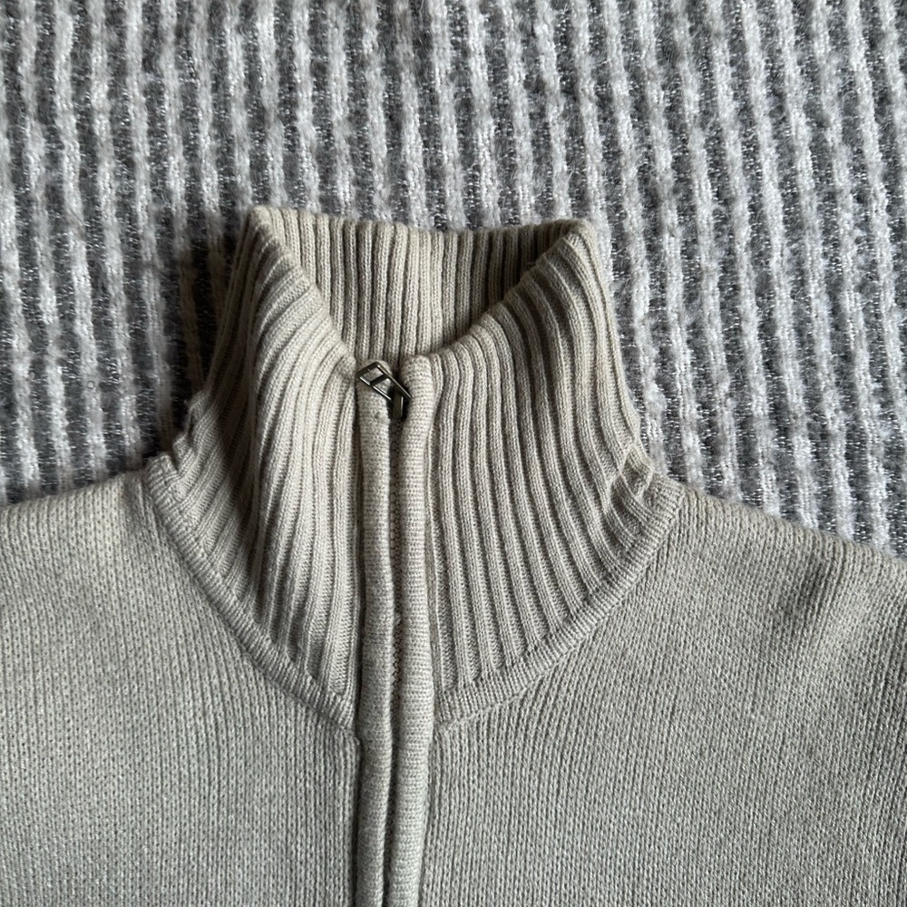Funnel neck Beige Cardigan - Picture 3 of 5